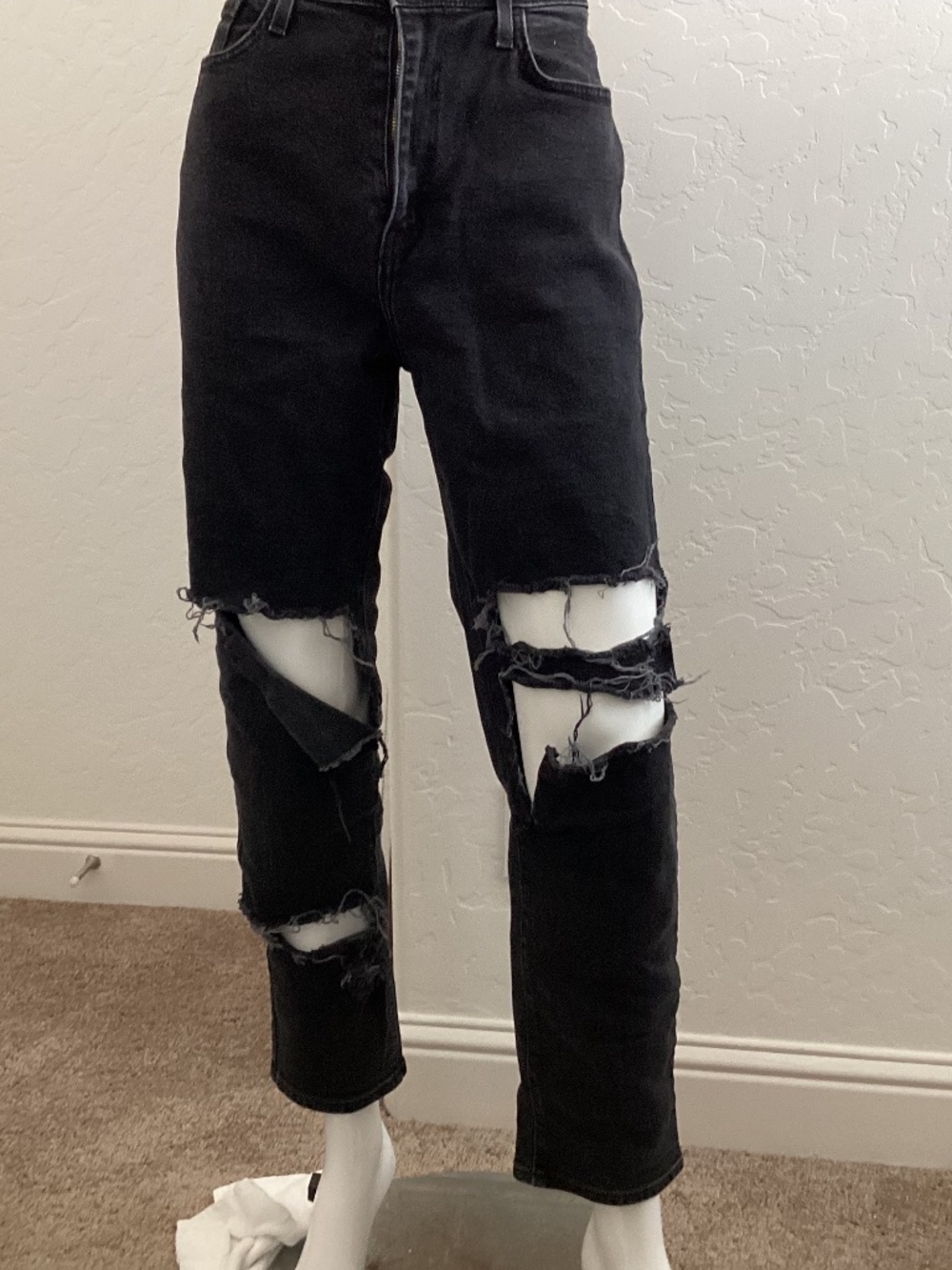 Vibrant, MIU Jeans, size 13, very distressed, black